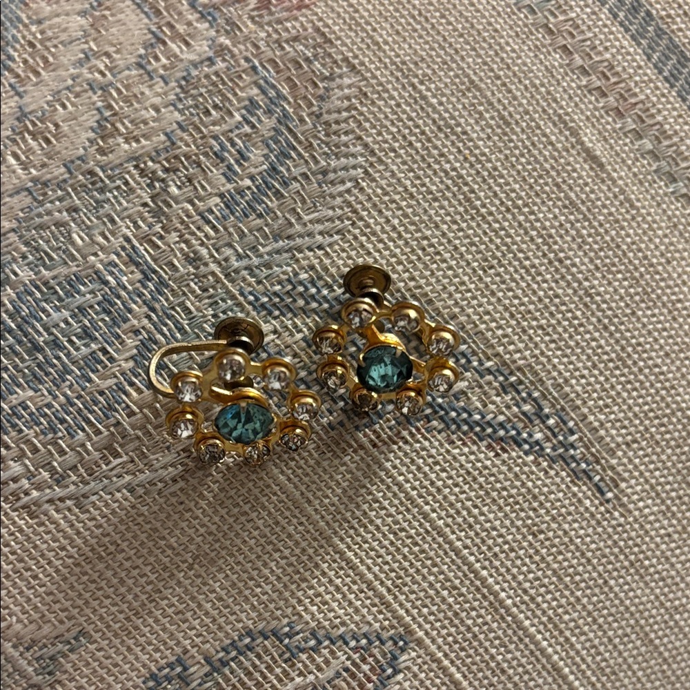 Elegant Gold and Blue Crystal Earrings